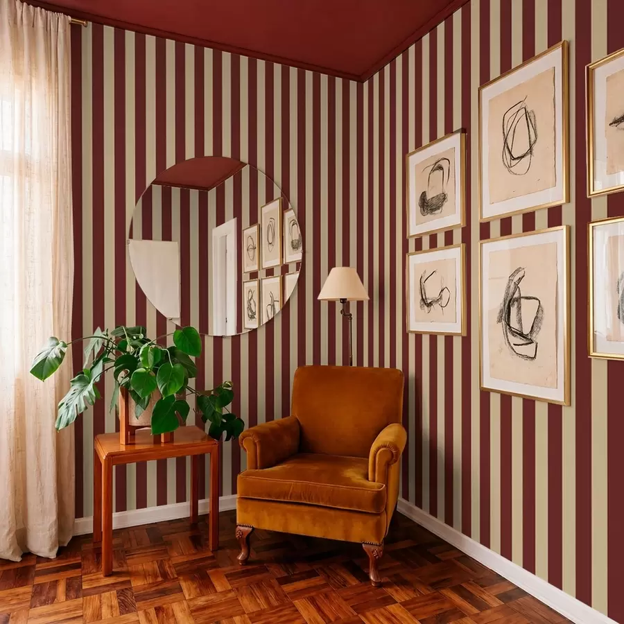 Fototapete Rote und beige vertikale Streifen a01179