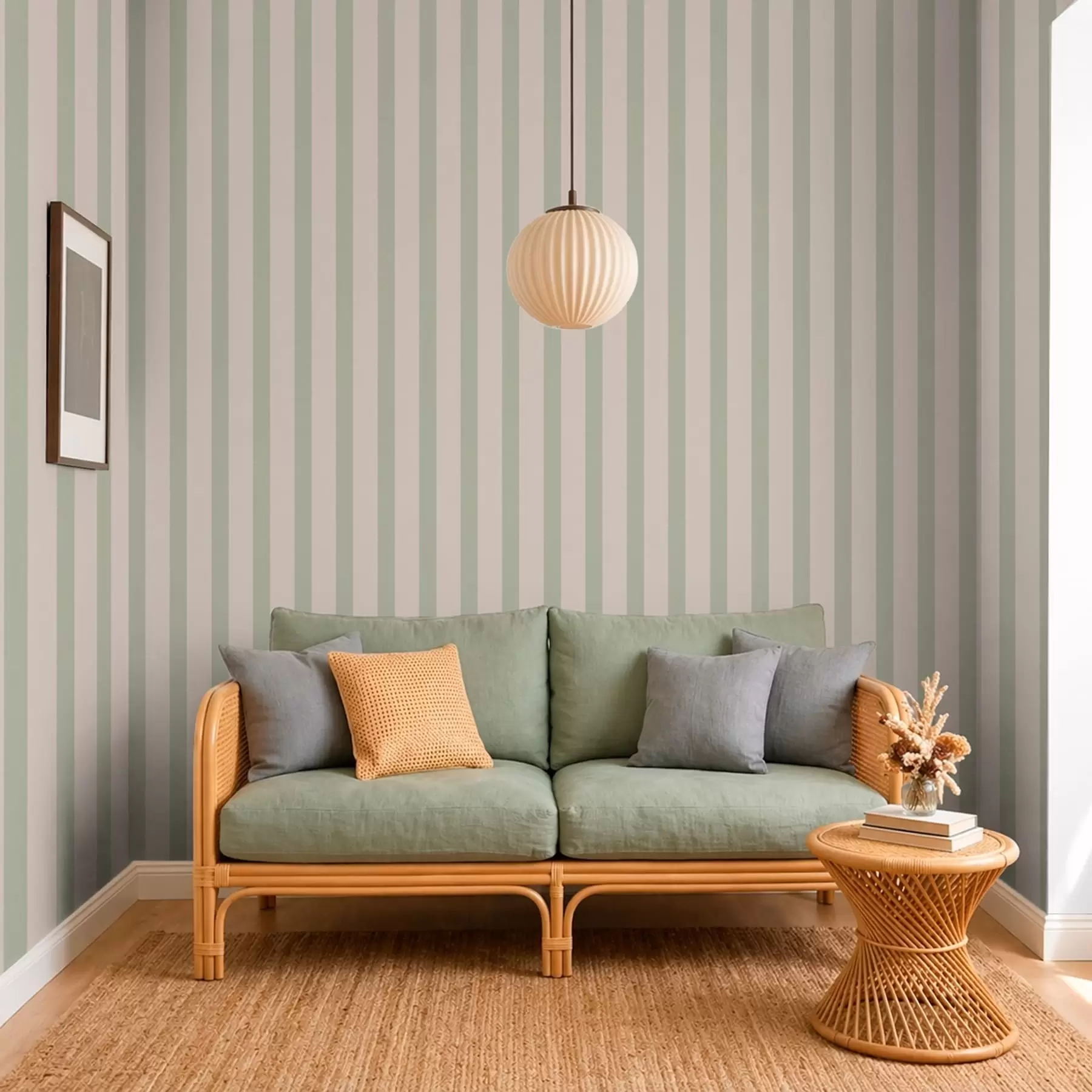 fototapeter Grønne og beige lodrette striber a01180