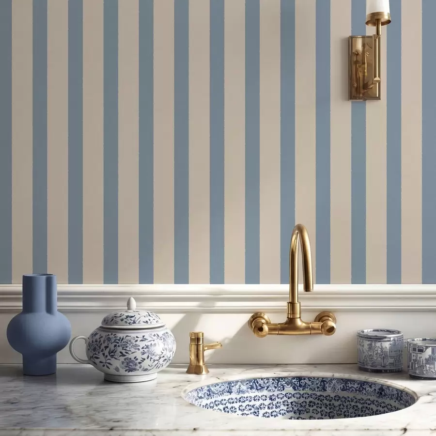 fototapeter Beige og lyseblå lodrette striber a01180v3
