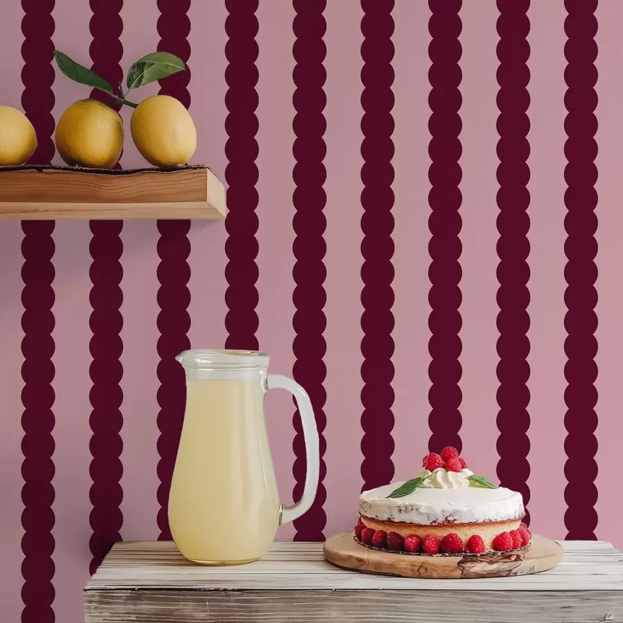 fototapeter Bourgognefarvede bølgede striber i minimalistisk stil a01182v5