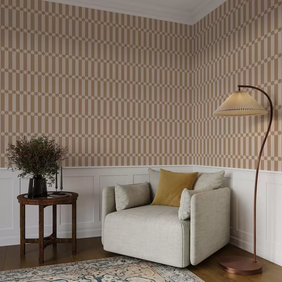 fototapeter Varme beige striber med cirkler i midten a01186v1