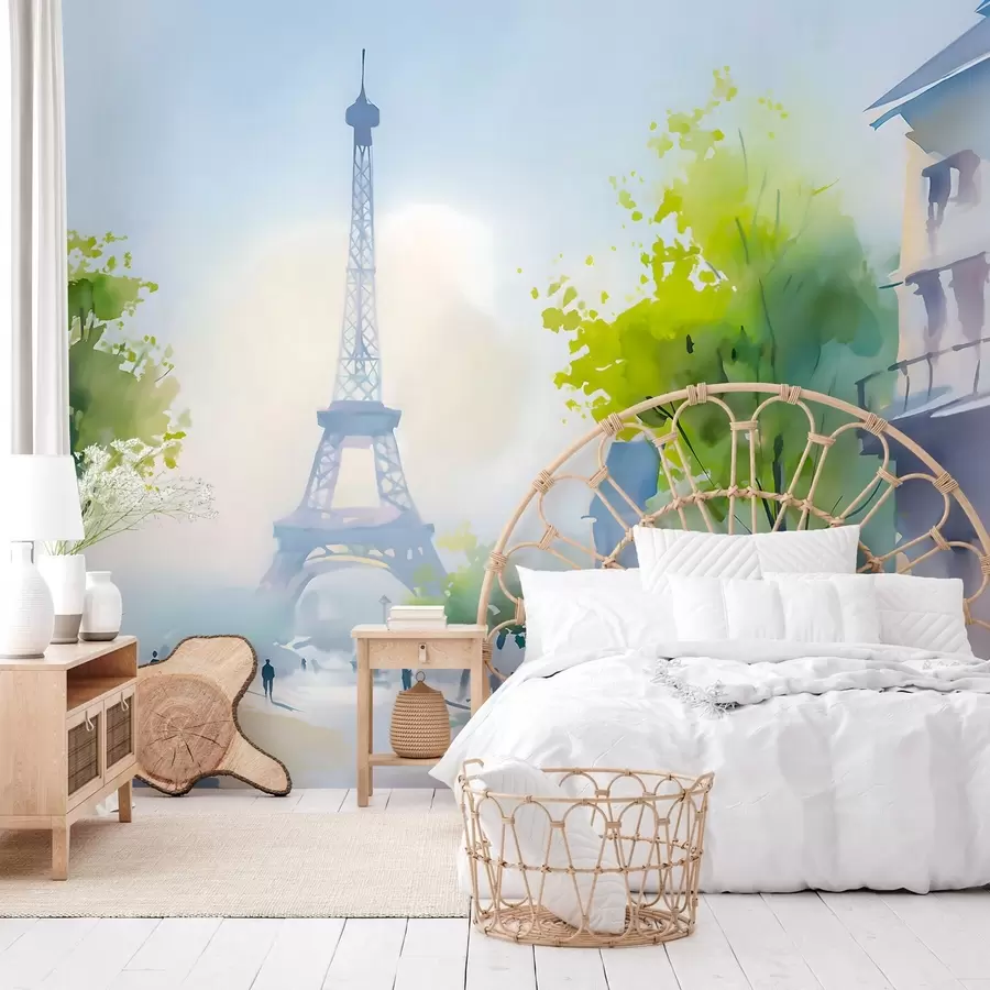 fototapeter Paris, et bybillede i akvarelstil à la prima w05566