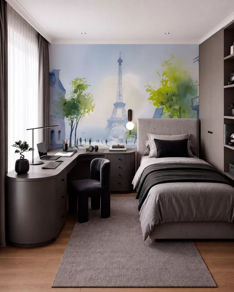fototapeter Paris, et bybillede i akvarelstil à la prima w05566