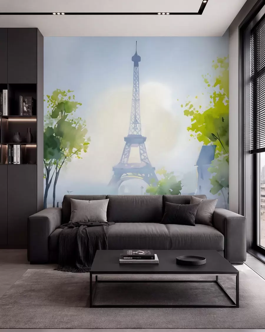 Fototapete Paris, ein Stadtbild im Aquarellstil à la prima w05566