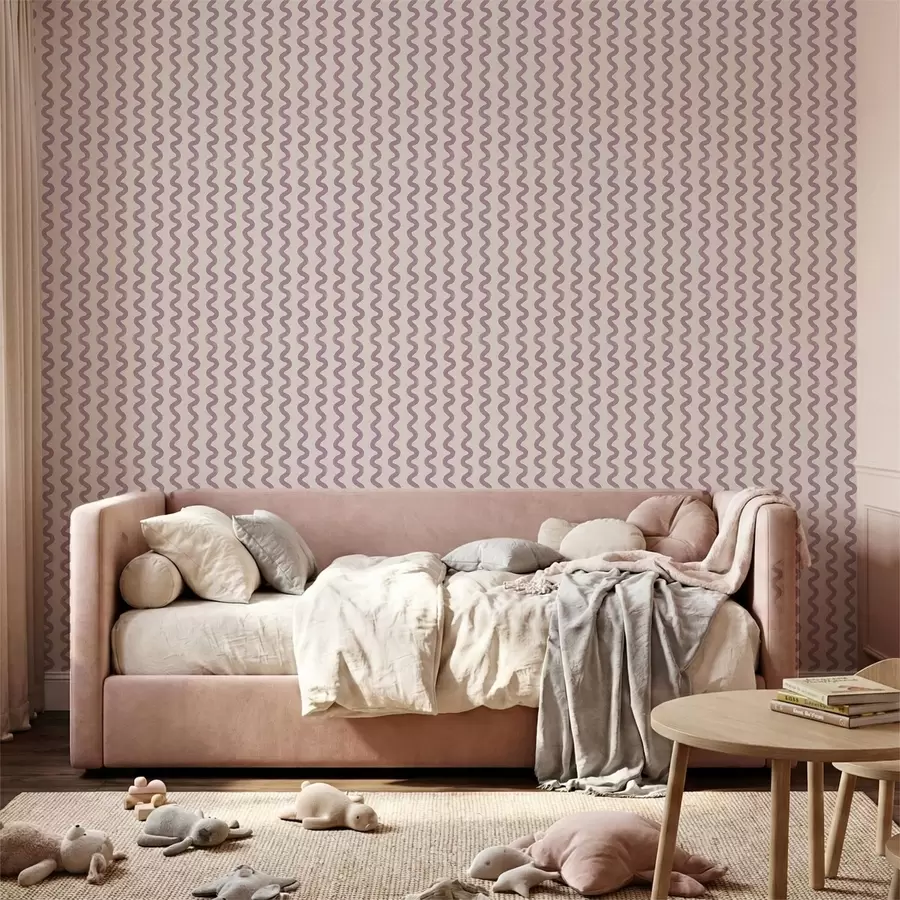 Murale Motif ondulé lilas sur fond clair a01187v4