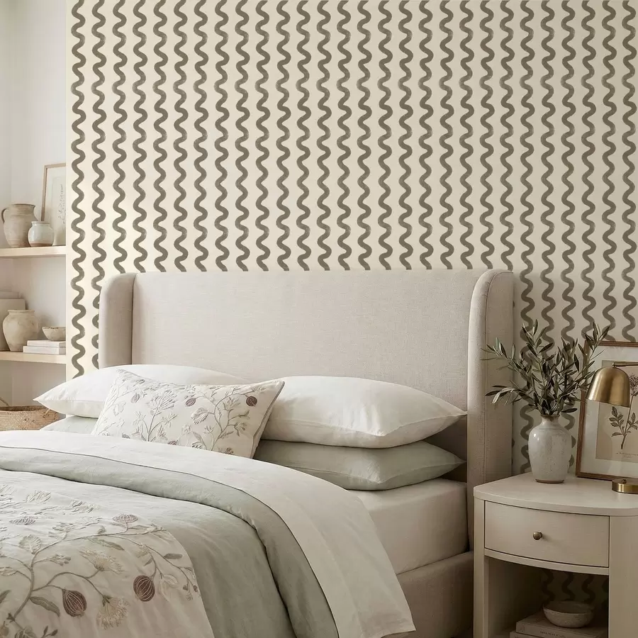 Murale Motif brun ondulé sur fond clair a01187v5