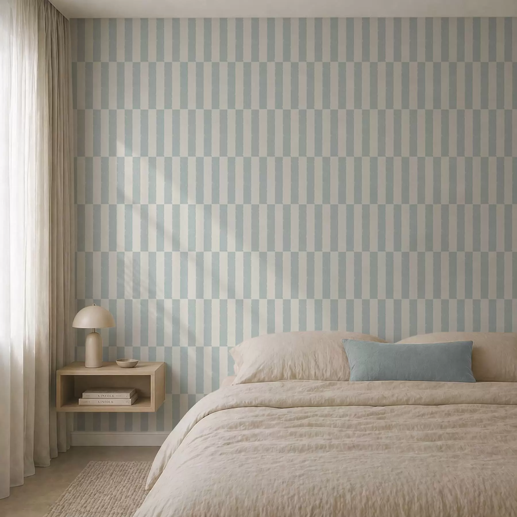 Murale Des rayures verticales bleu pâle sur un fond clair a01190