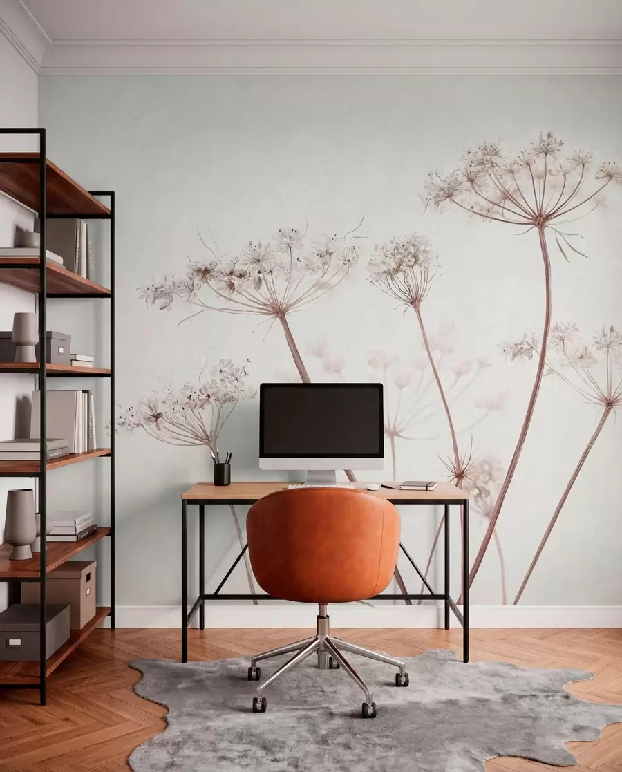 fototapeter Tørrede blomsterstande på en lys, minimalistisk baggrund w05543