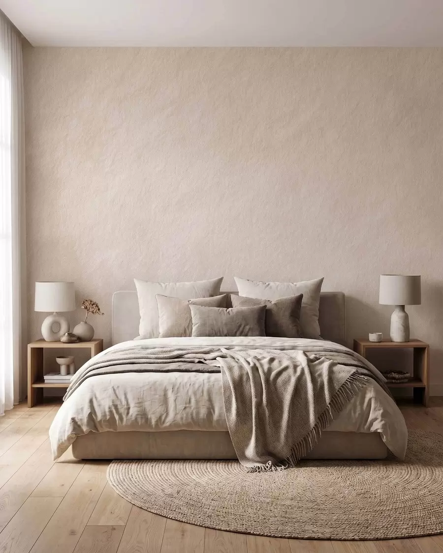 fototapeter Lys beige baggrund i stil med dekorativt gips, minimalisme, stenstruktur w09800