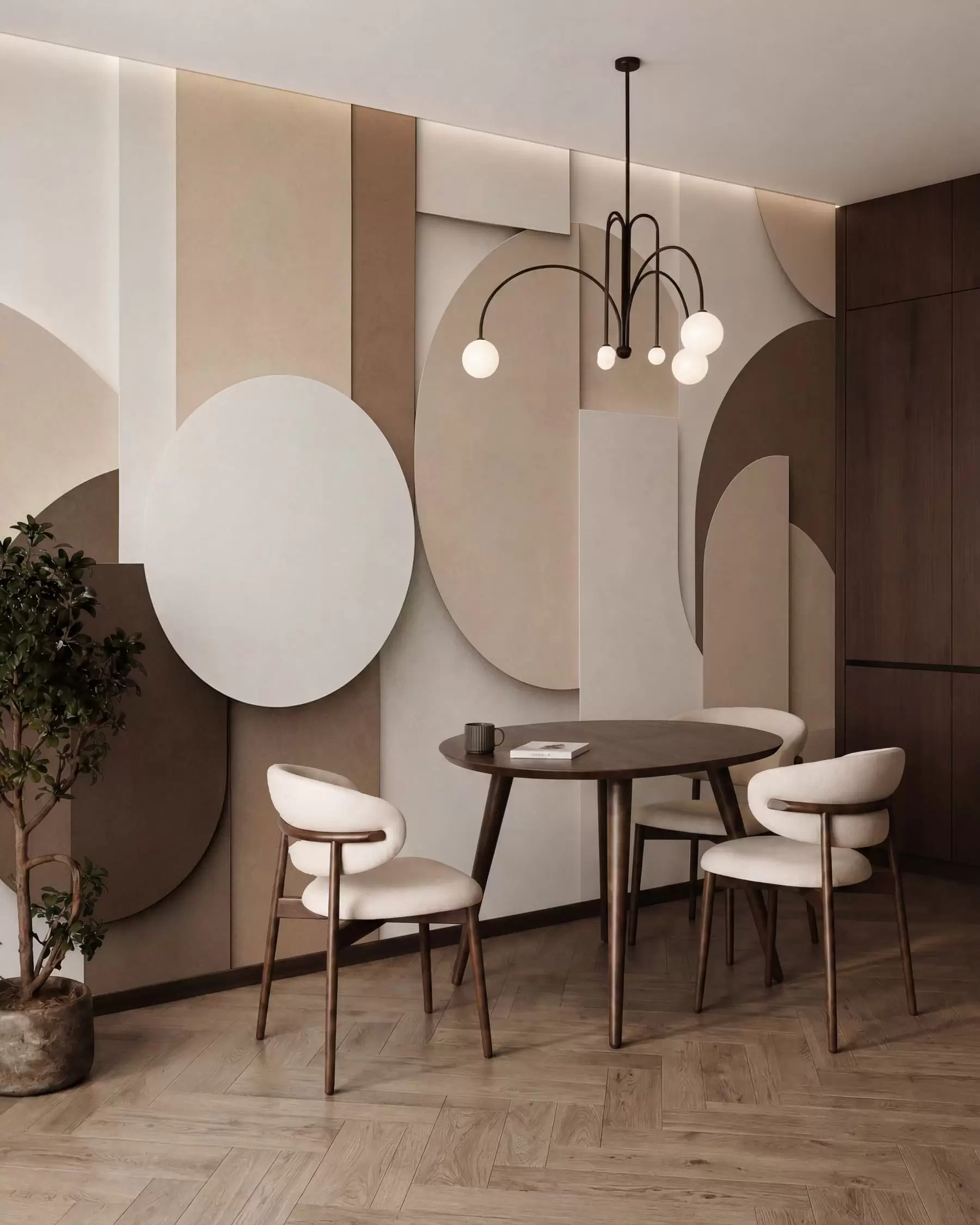 fototapeter Strukturerede beige geometriske former i et lagdelt 3D-komposition, minimalistisk og moderne vægkunst w05598