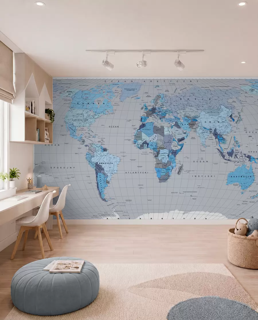 Murale Monde en polonais — bleu c00004plv3