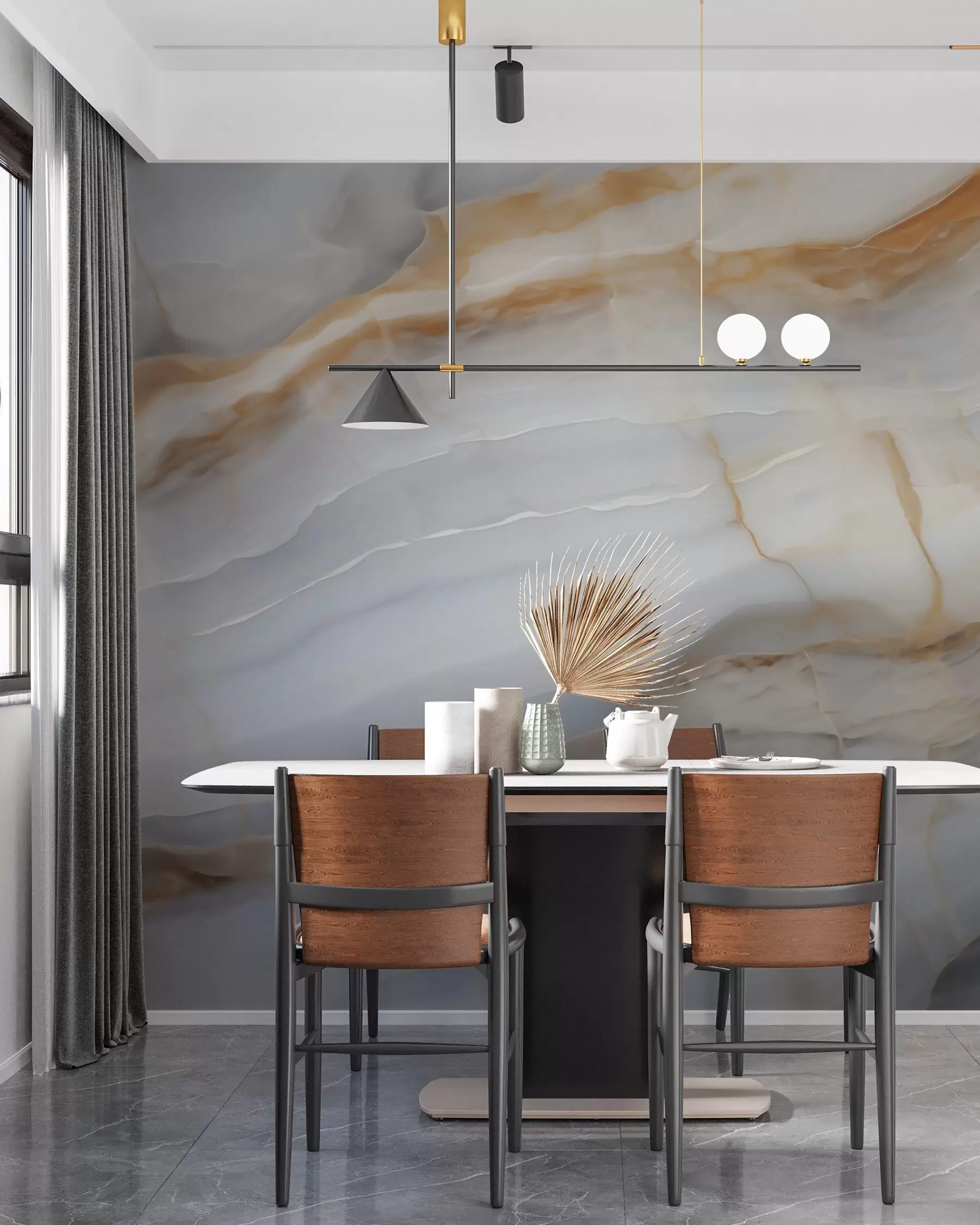 Murale Imitation d'un motif abstrait imitant la texture du marbre w05590