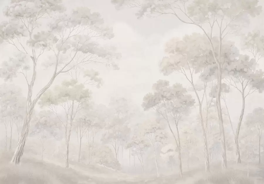 Murale Une forêt brumeuse aux tons pastel w05624v1