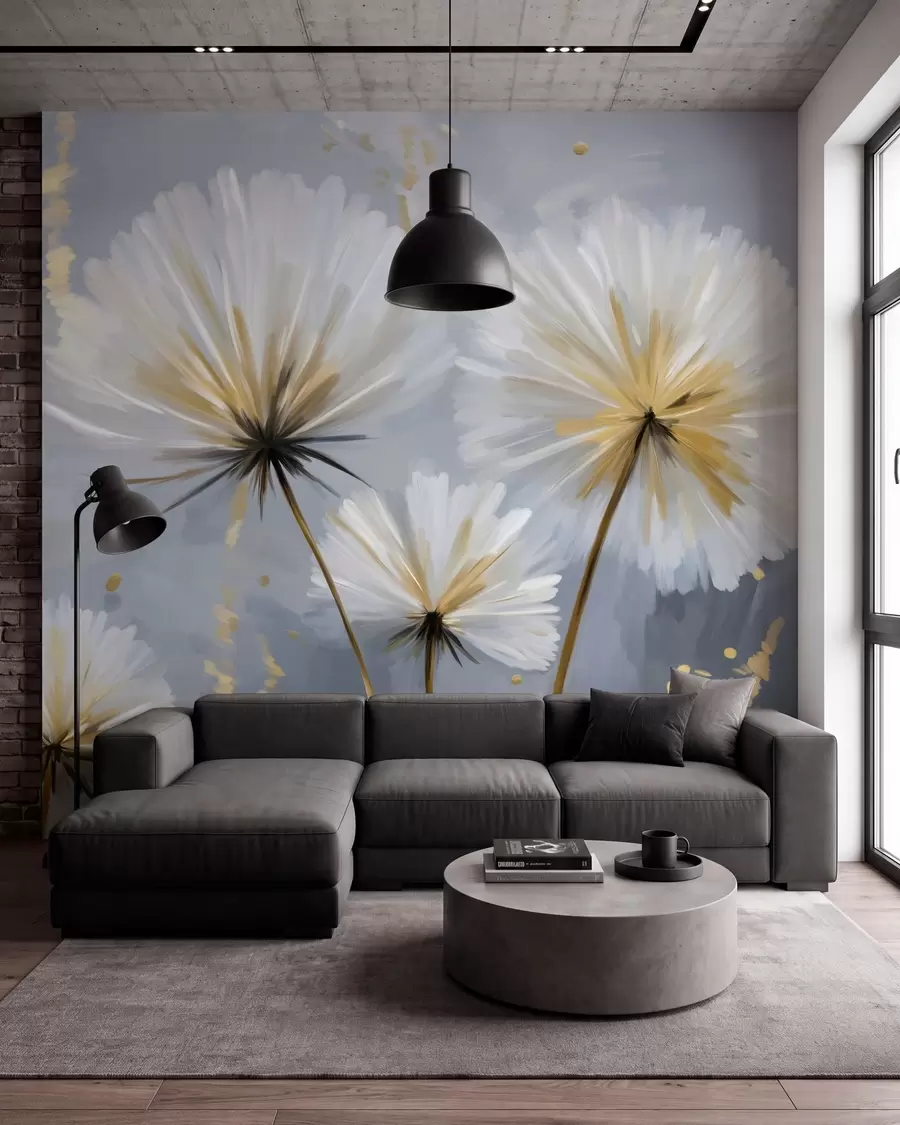 Murale des pissenlits luxuriants dans un style pittoresque w05570