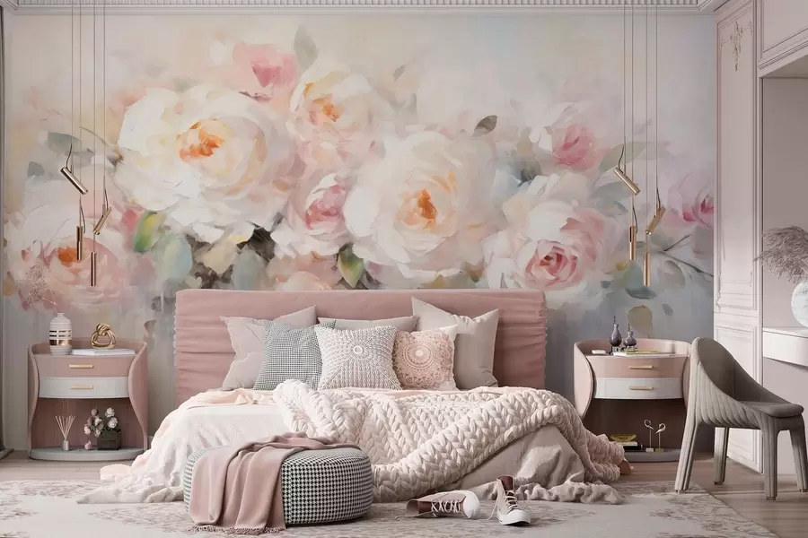 Murale Fleurs classiques, roses w05614