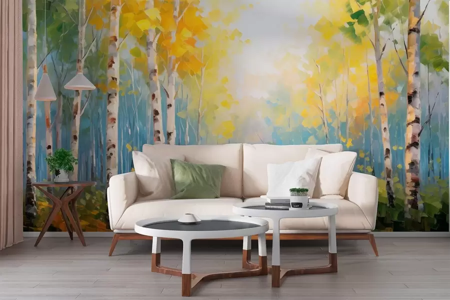 Murale Arbres, bouleaux w05620