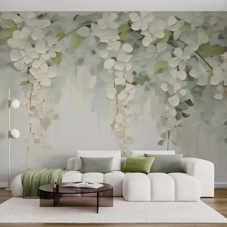 fototapeter Abstrakt maleri med hængende blomster i imiteret stil w05641