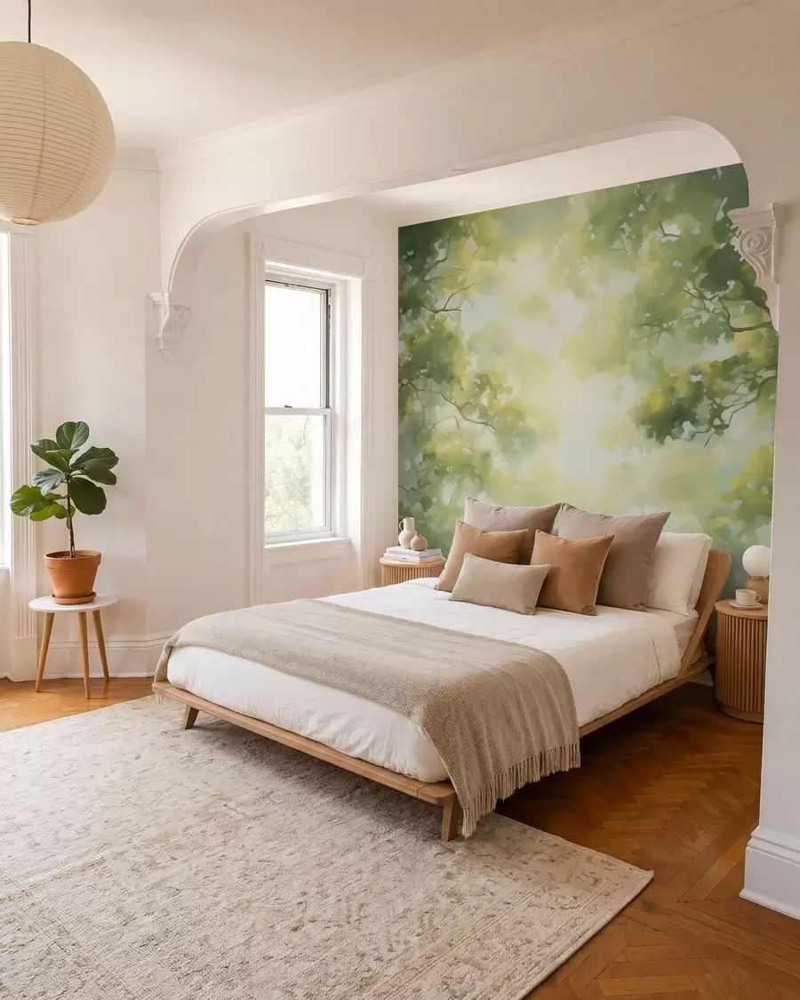 Murale Peinture abstraite imitant des branches d'arbre w05588