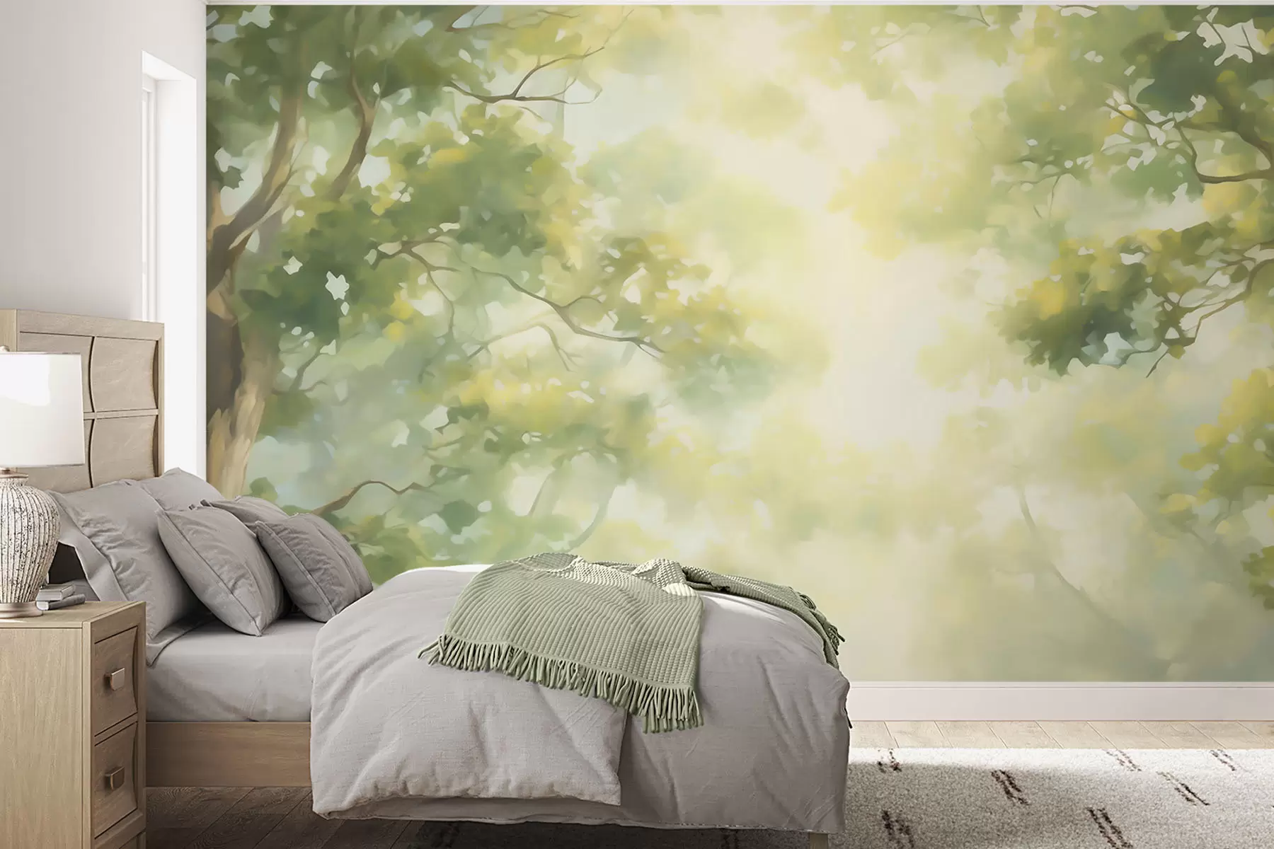 Murale Peinture abstraite imitant des branches d'arbre w05588