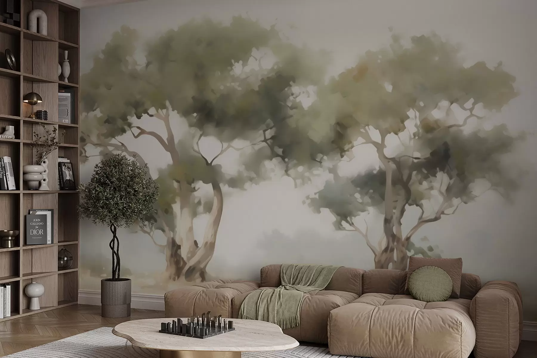 Murale Arbres abstraits imitation de peinture w05638