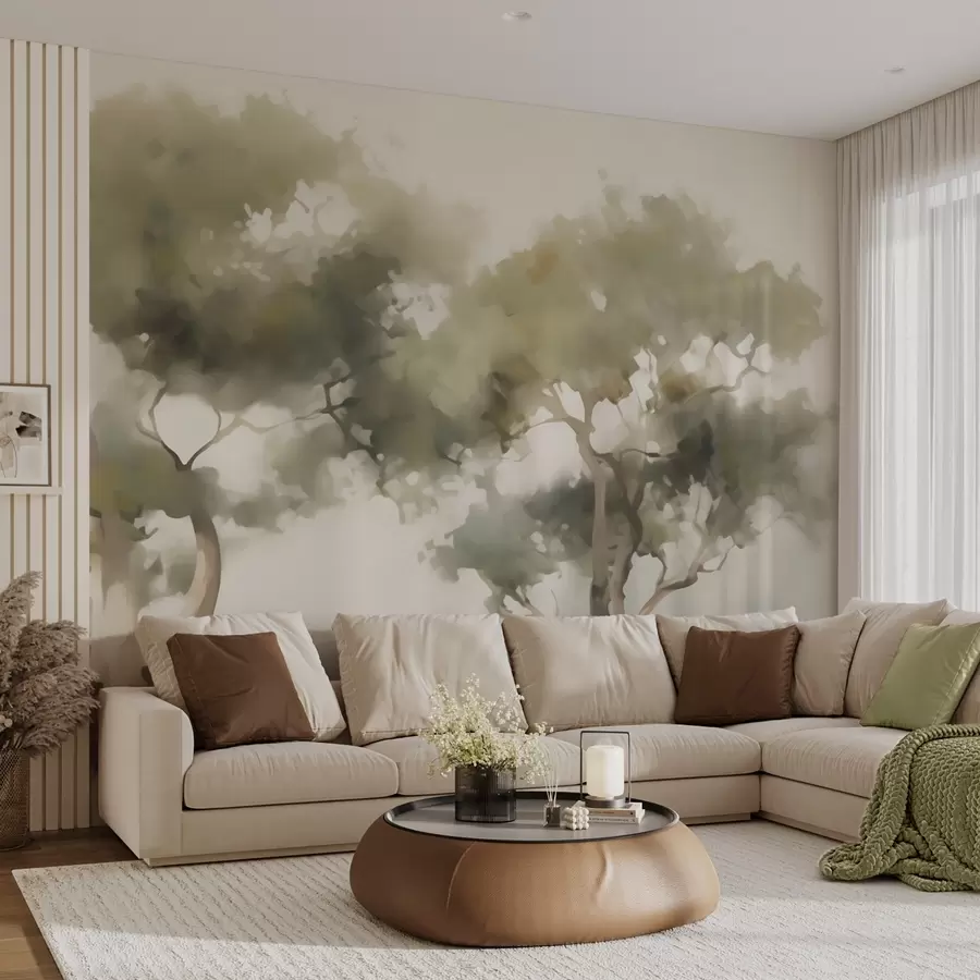 Murale Arbres abstraits imitation de peinture w05638
