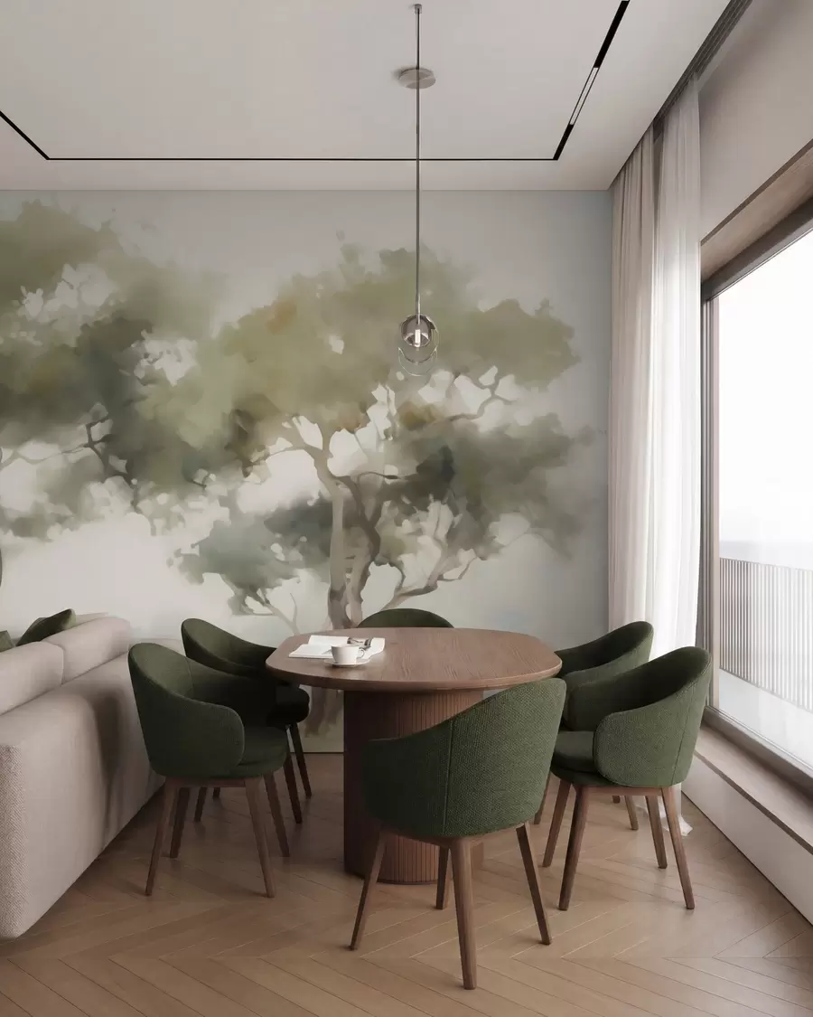 Murale Arbres abstraits imitation de peinture w05638