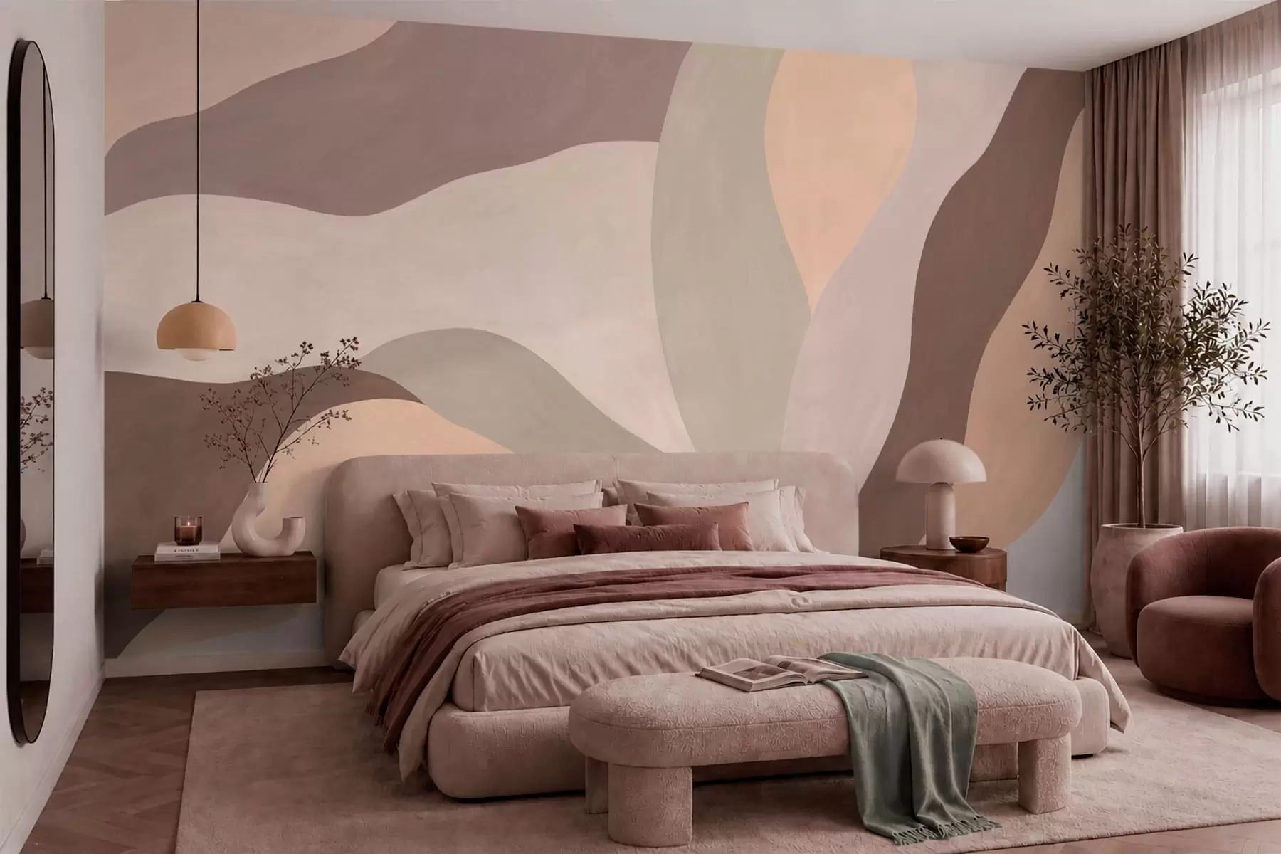 Murale Formes fluides et abstraites dans des tons pastel w05629