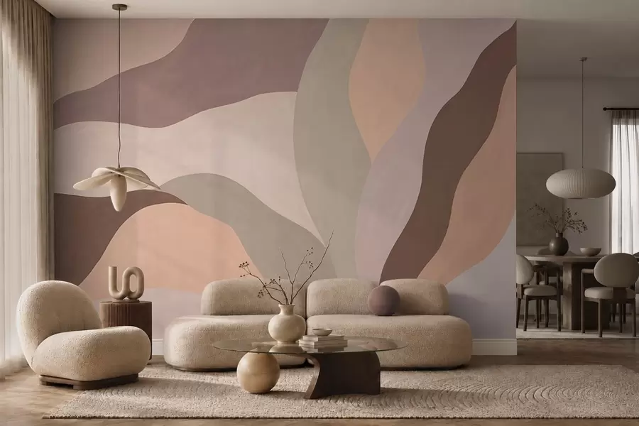 Murale Formes fluides et abstraites dans des tons pastel w05629