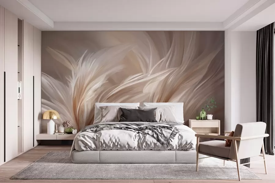 fototapeter Elegante fjer i beige og brune nuancer w05658