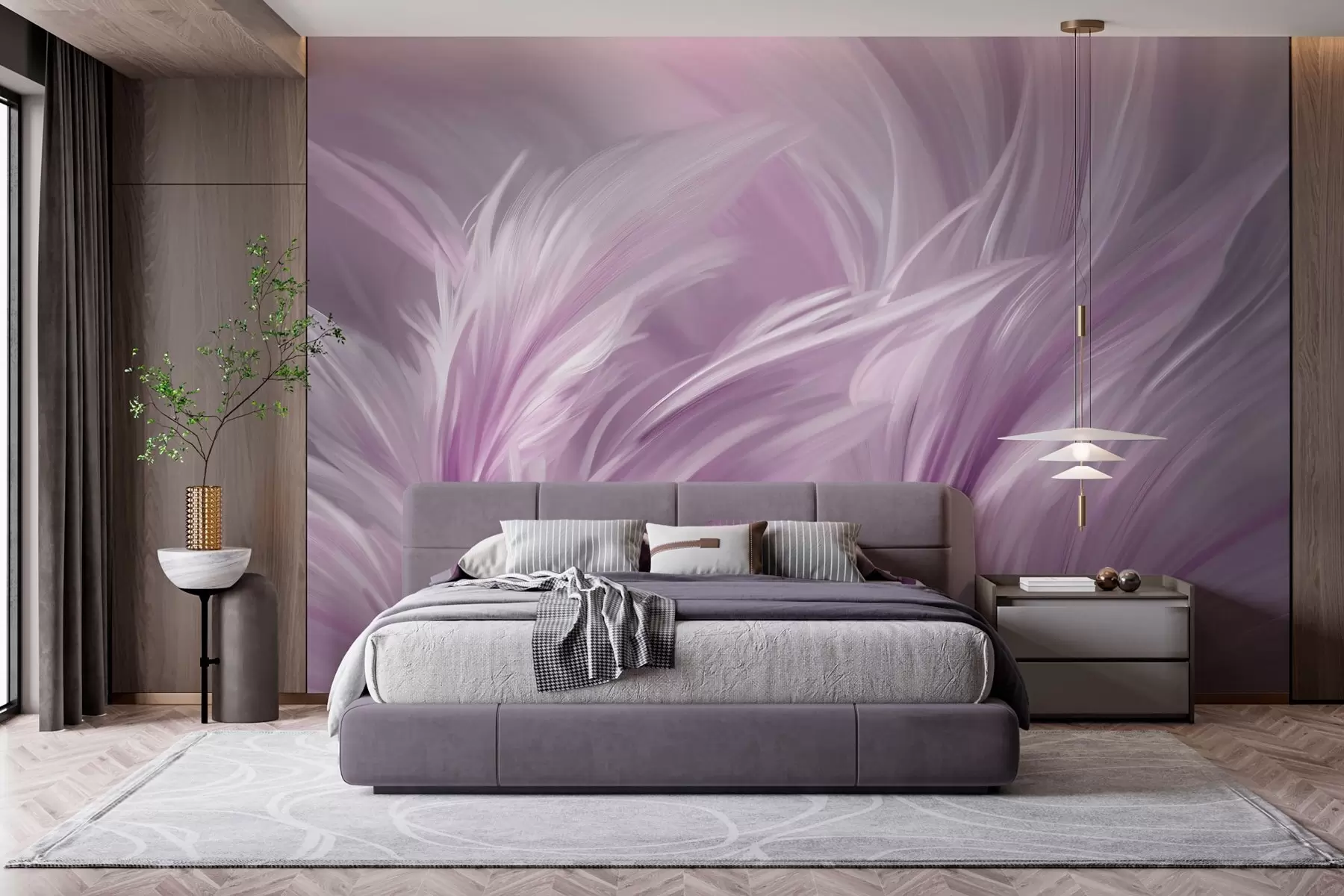 Murale De magnifiques plumes dans des tons de violet w05658v2