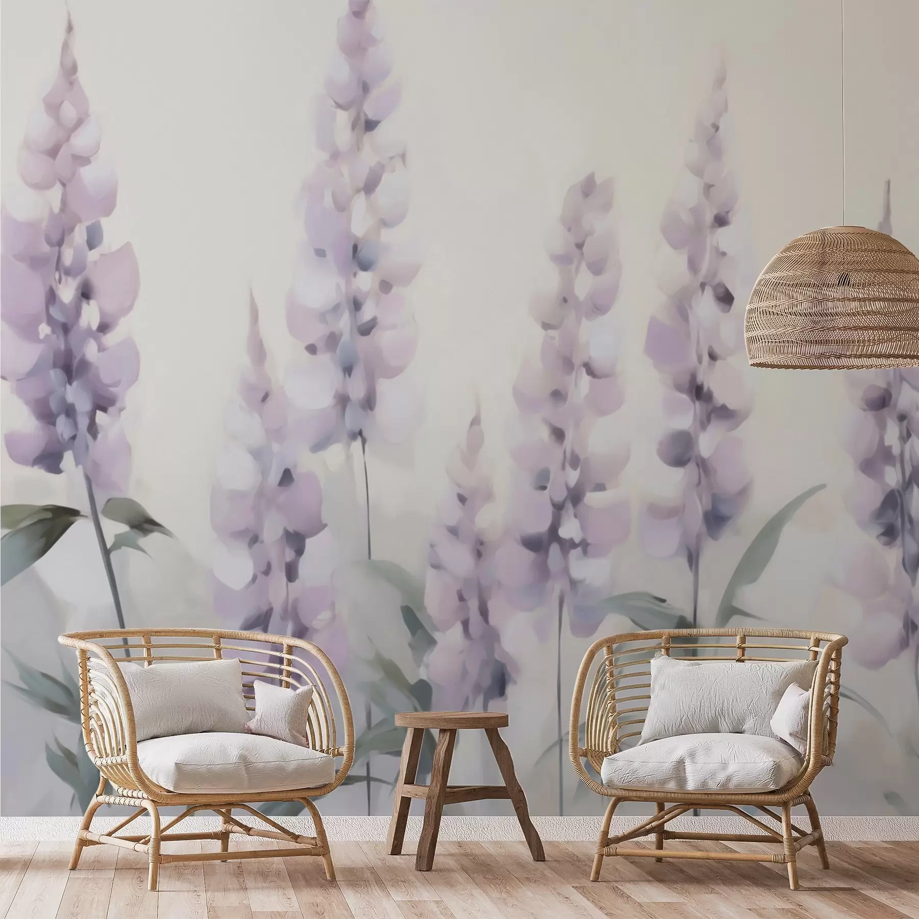 Murale Fleurs abstraites imitation de peinture w05661