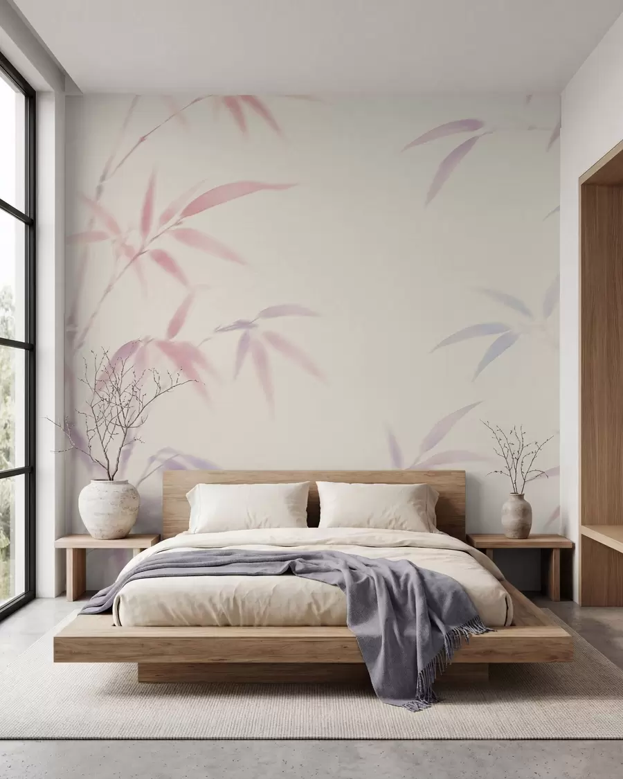 Murale Feuilles de bambou stylisées w05666