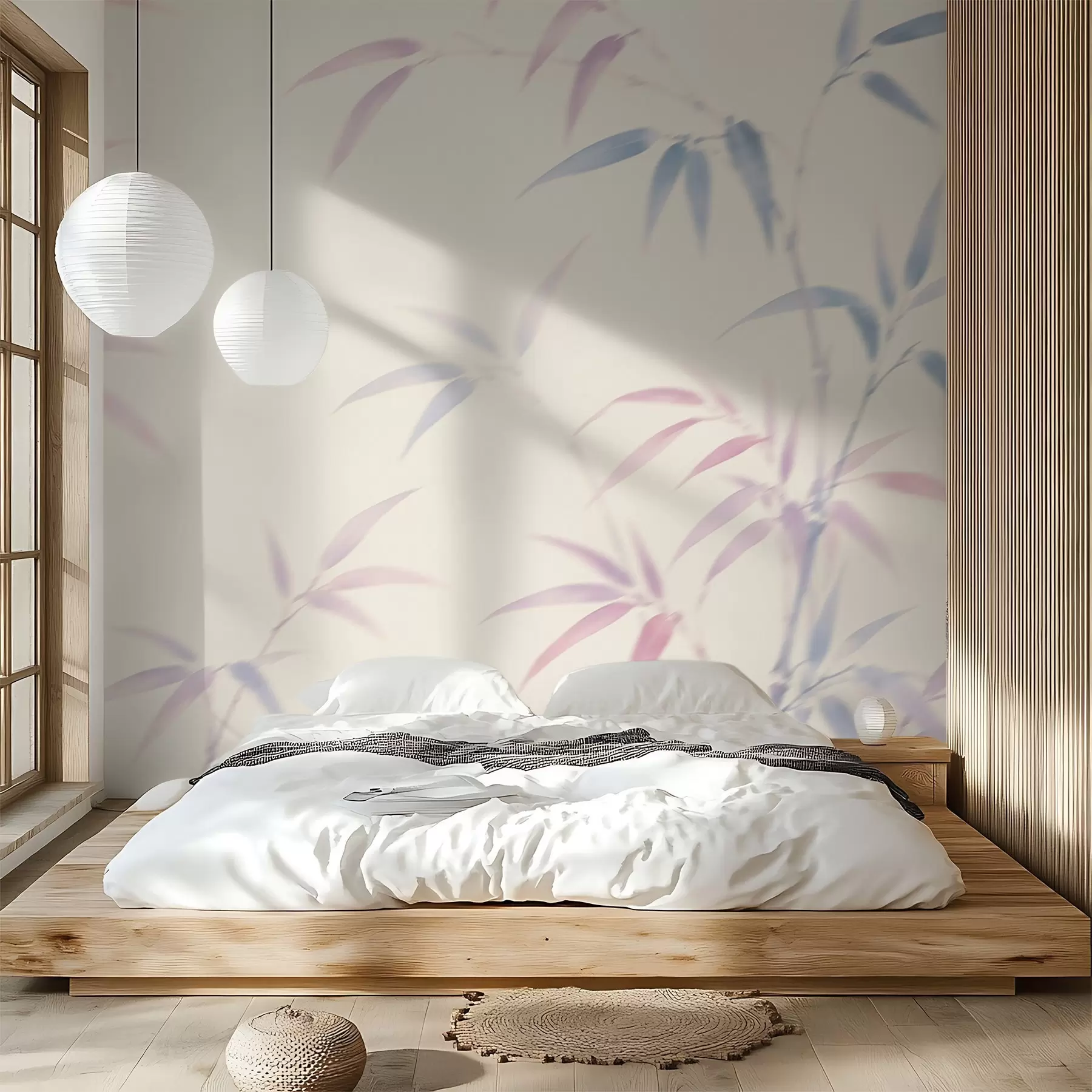 Murale Feuilles de bambou stylisées w05666