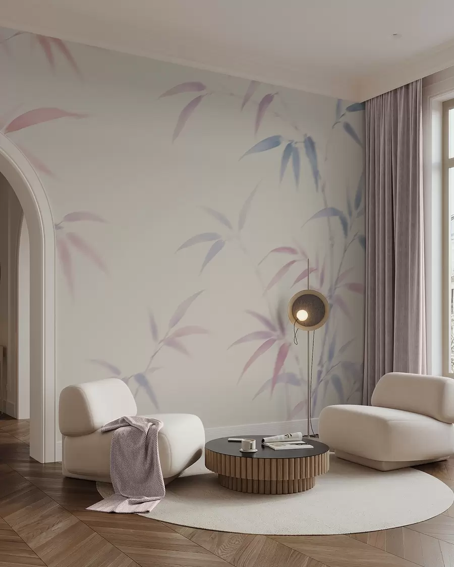 Murale Feuilles de bambou stylisées w05666
