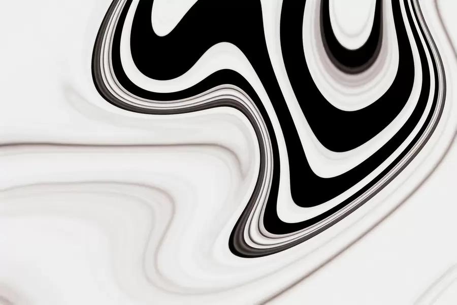 Murale Papier peint abstrait représentant des vagues fluides en noir et blanc, dans un style moderne et minimaliste w09877