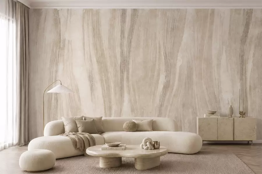 Murale Une texture abstraite légère, avec de douces transitions verticales dans des tons crème w05686