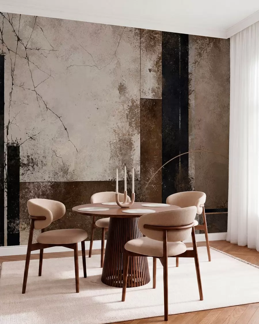 Murale Composition abstraite avec des lignes sombres et des textures w05541