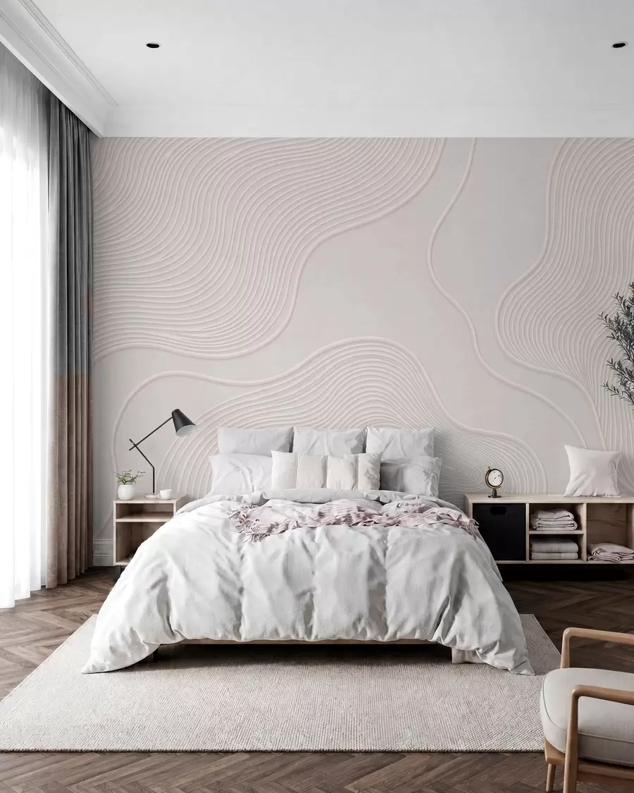 Murale Relief abstrait orné de lignes ondulées fluides w05689