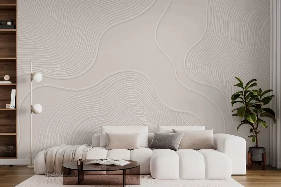 Murale Relief abstrait orné de lignes ondulées fluides w05689