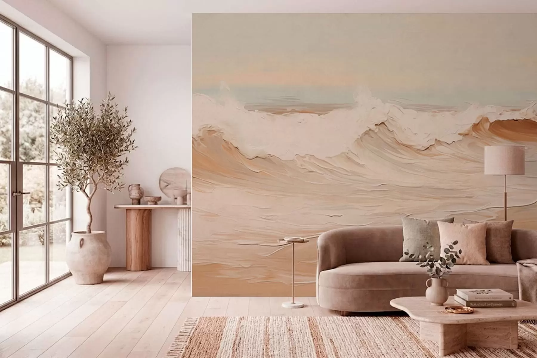 Fototapete Abstrakte Meereswellen in Pastelltönen w05697