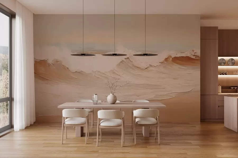 fototapeter Abstrakte havbølger i pastelfarver w05697