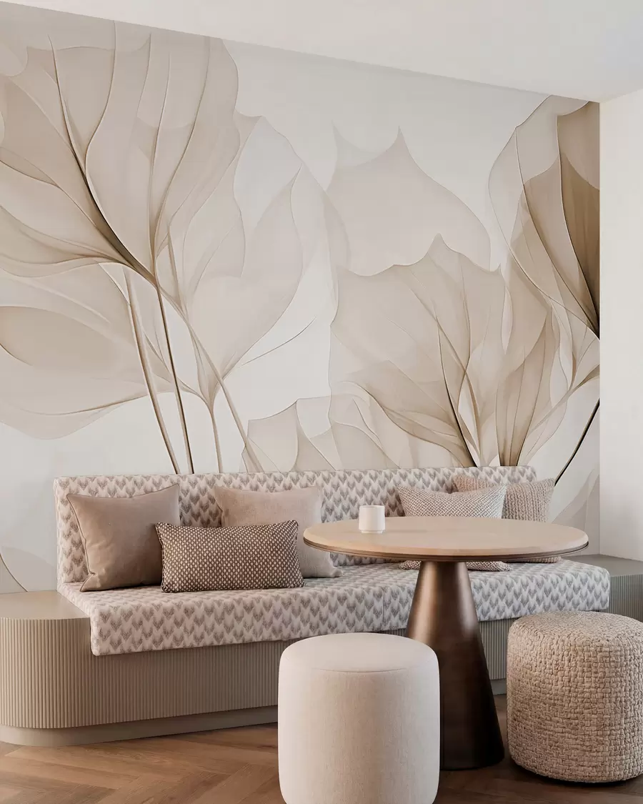 Murale Nervures de feuilles, feuilles abstraites w05109v1