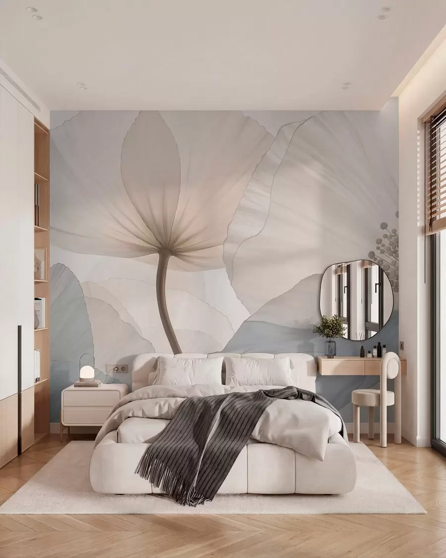 fototapeter Bløde, store blomster i lyse pastelfarver w05692