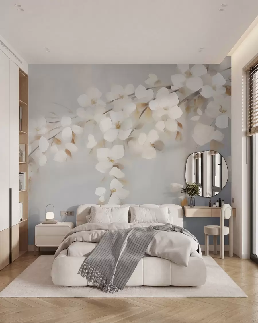 Murale Branche abstraite avec des fleurs, imitation d'un tableau w05665