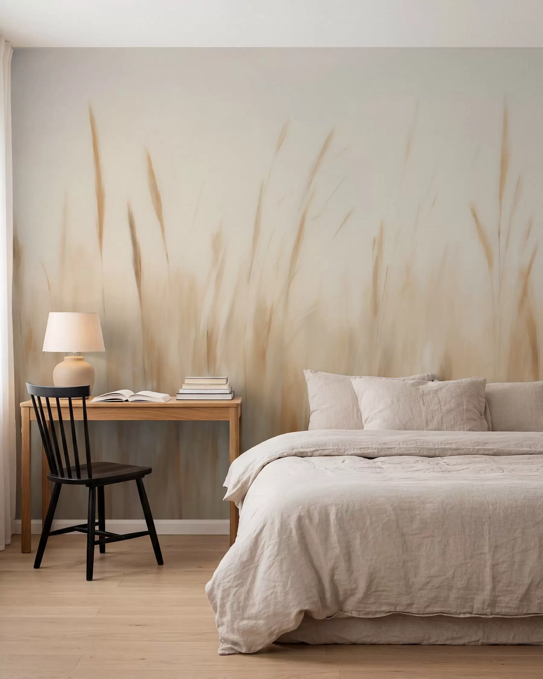Murale Peinture abstraite imitant de l'herbe sèche w05503
