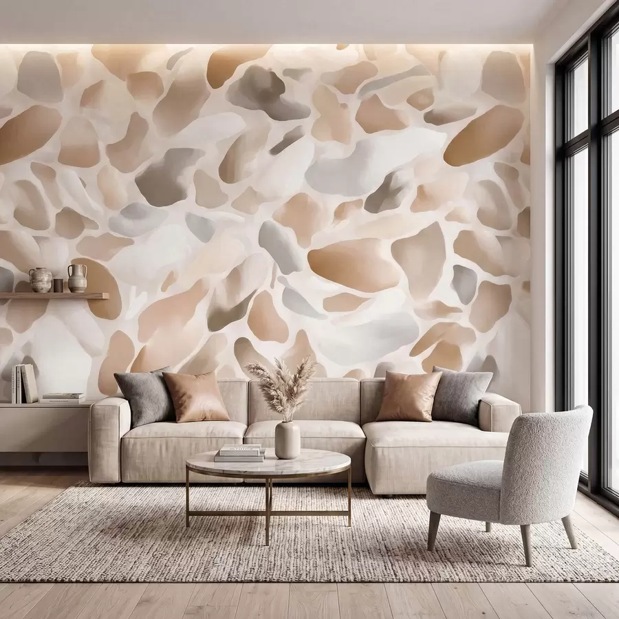 fototapeter Abstrakt, naturlig terrazzo-struktur i lyse nuancer w09933