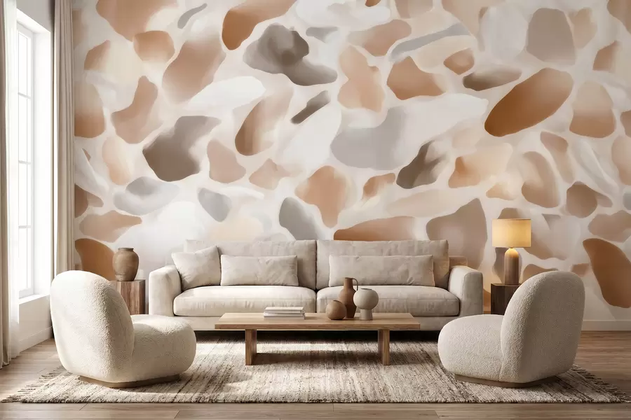 fototapeter Abstrakt, naturlig terrazzo-struktur i lyse nuancer w09933