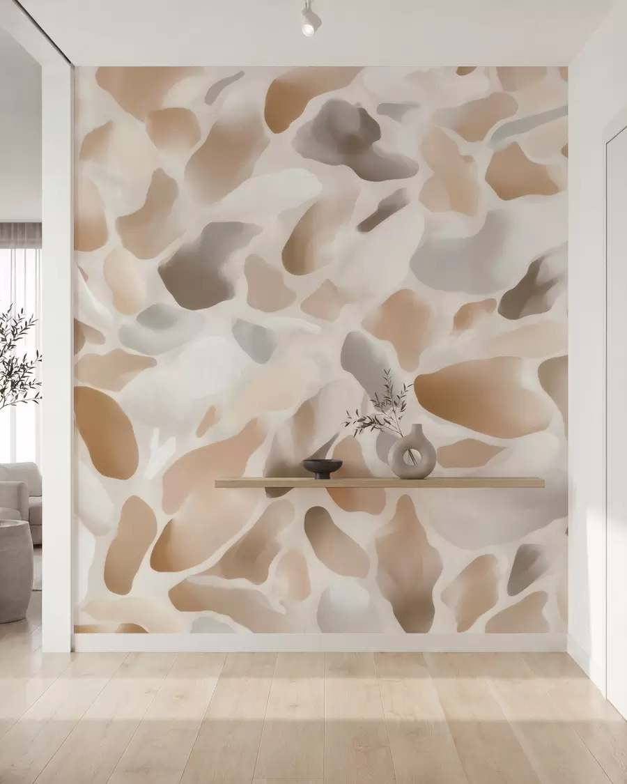 fototapeter Abstrakt, naturlig terrazzo-struktur i lyse nuancer w09933