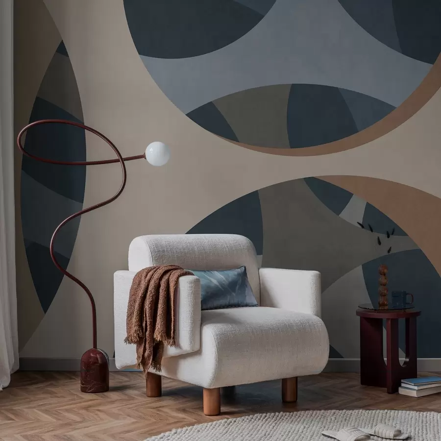 fototapeter moderne, teksturbaseret abstraktion i nuancer af blå og beige w05751