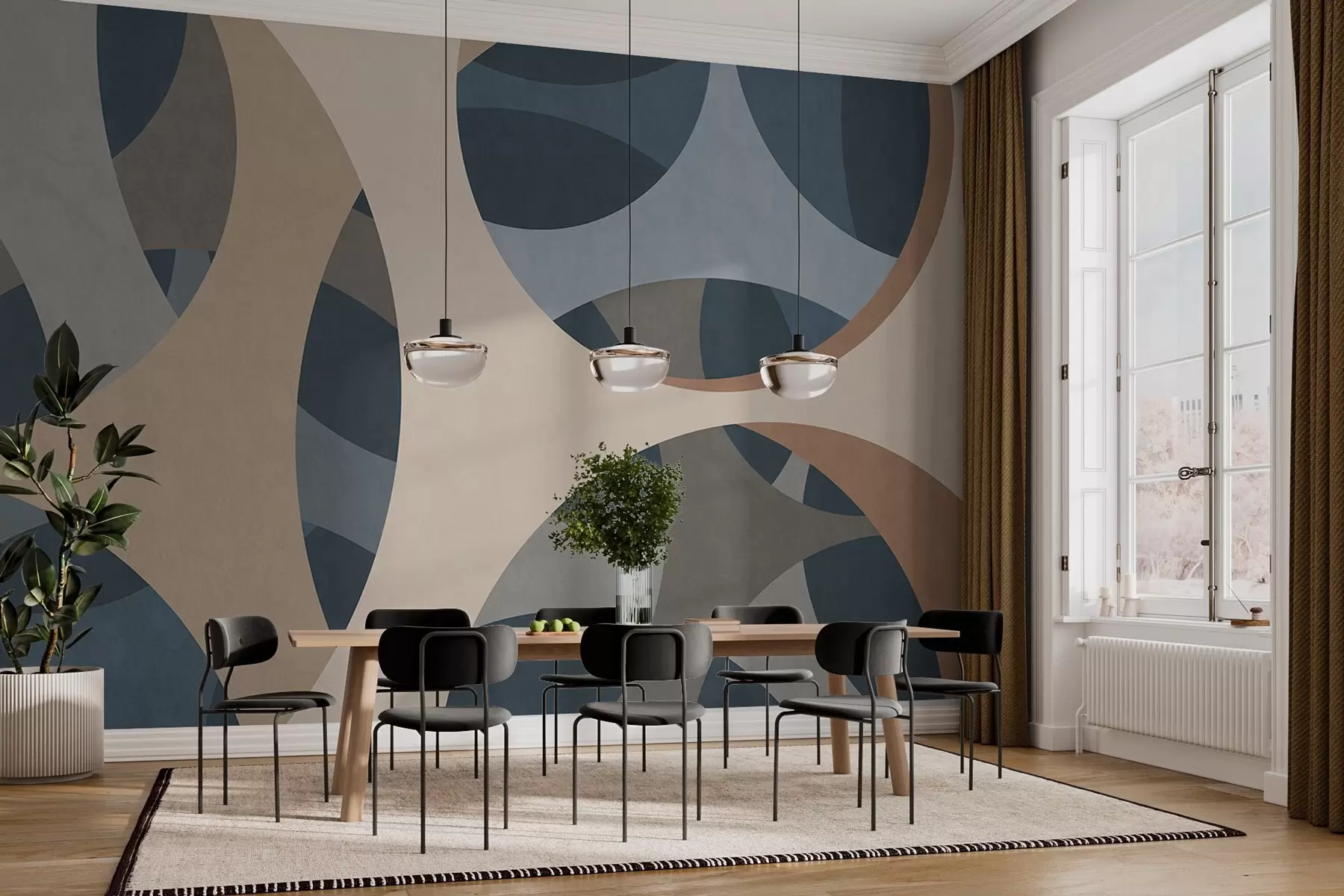 fototapeter moderne, teksturbaseret abstraktion i nuancer af blå og beige w05751